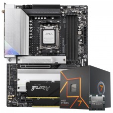 Kit Upgrade AMD Ryzen 7 7700, Placa Mãe Gigabyte B650 AERO G, Memória DDR5 32GB (2x16GB) 