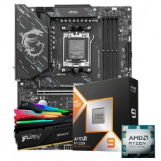 Kit Upgrade, AMD Ryzen 9 9900X3D, Placa Mãe MSI X870 Gaming PLUS WIFI, Memória DDR5 16GB