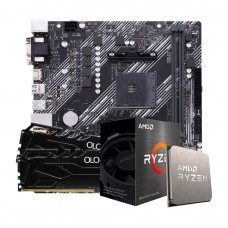 Kit Upgrade, AMD Ryzen 5 5600X, Asus Prime A520M-E, Memória DDR4 16GB (2x8GB)