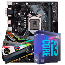 Kit Upgrade, Intel Core i3 9100F, Asus Prime H310M-E, Memória RAM 8GB 3000MHz