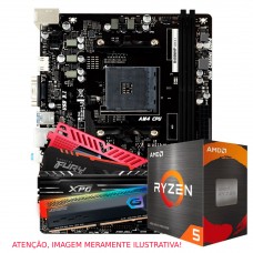 Kit Upgrade, AMD Ryzen 5 5600, Placa Mãe Chipset B450, Memória DDR4 8GB