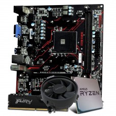Kit Upgrade, AMD Ryzen 3 4100, Placa Mãe SuperFrame A520M Gaming, Memória DDR4 Kingston Fury SuperFrame RGB 8GB