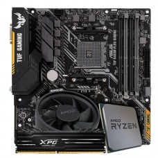 Kit Upgrade Placa Mãe Asus TUF B450M-PLUS Gaming AMD AM4 + Processador Amd Ryzen 5 2600x 3.6ghz + Memória DDR4 XPG GAMMIX D10, 8GB 3000MHZ