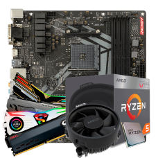 Kit Upgrade, AMD Ryzen 5 2600, Biostar Racing B450GT3, Memória DDR4 16GB (2X8GB) 3000MHz