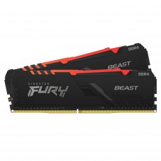 Memória DDR4 Kingston Fury Beast RGB, 32GB (2x16GB), 3000Mhz, Preto, KF430C15BB1AK2/32