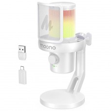 Microfone Gamer Maono DM40 Pro White, RGB, Wireless/USB, Condensador, Branco
