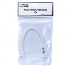 Mini Adaptador DisplayPort para HDMI, 15cm, Pure Power, PP-MDP-001