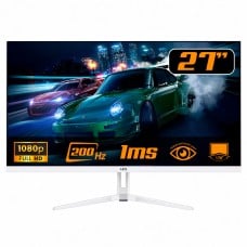 Monitor Gamer HQ, 27 Pol Curvo, Full HD, IPS, 200Hz, 1Ms, HDR, FreeSync, Frameless, HDMI/DP, Branco, HQW27C200