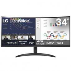 Monitor Gamer LG 34 Pol, Curvo, UltraWide, VA, WQHD, 100Hz, 5Ms, sRGB 99%, HDR10, Preto, 34WR50QK-B.AWZM