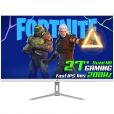 Monitor Gamer SuperFrame Crystal, 27 Pol, RGB, Quad HD, Fast IPS, 1ms, 200Hz, FreeSync/G-Sync, HDMI/DP, Branco, SFCTFW-27200-QHD-PRO