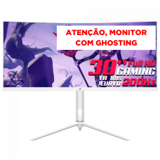Monitor Gamer SuperFrame Elegance Series, White, 30 pol, Curvo, UltraWide, Full HD, VA, 1ms, 200Hz, FreeSync, HDMI/DP, SFEF-3015 - Open Box COM GHOSTING
