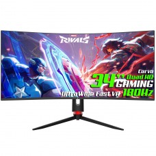 Monitor Gamer SuperFrame Precision, 34 Pol, Curvo, UltraWide, Quad HD, E-LED, 180Hz, HDR, FreeSync/G-Sync, HDMI/DP, Preto, SFPCCB-34180-QHD