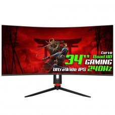Monitor Gamer SuperFrame Precision, 34 Pol, Curvo, UltraWide, Quad HD, E-LED, 240Hz, HDR, FreeSync/G-Sync, HDMI/DP, Preto, SFPCB-34240-QHD