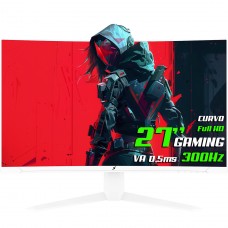 Monitor Gamer SuperFrame UltraX, 27 Pol, Curvo, Full HD, Fast VA, 0.5ms, 300Hz, FreeSync/G-Sync, HDMI/DP, Branco, SFUCW-27300-FHD