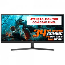 Monitor Gamer SuperFrame Vision Ultra, 34 Pol, UltraWide, 2.5K, Quad HD, IPS, 99% sRGB, HDR, FreeSync, 1ms, 165Hz, HDMI/DP, SFV3415 - Open Box COM DEAD PIXEL