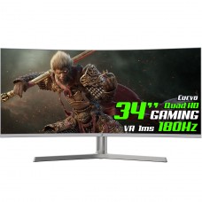Monitor Gamer SuperFrame Vision Ultra V2, 34 Pol, Curvo, UltraWide, 2.5K, Quad HD, 1ms, 180Hz, VA, 99% sRGB, HDR, FreeSync, HDMI/DP, White, SFVCW-34180-QHD