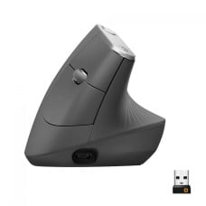 Mouse Logitech MX Vertical, Sem Fio/USB Unifying, Recarregável, 4000 DPI, 4 Botões, Grafite, 910-005449