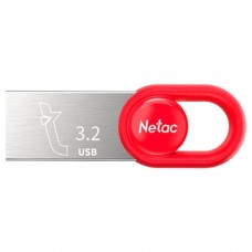 Pendrive Netac UM2, 128GB, USB 3.2, Prata e Vermelho, NT03UM2N-128G-32RE