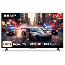 Smart TV SEMP S62R, 55 Pol, Ultra HD 4K 3840x2160, HDR, Roku TV, Preta, 55S62R