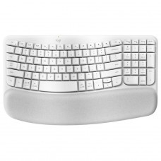 Teclado Logitech Wave Keys, Sem Fio, Ergonômico, Design Ondulado, ANSI, Branco, 920-012282