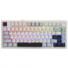 Teclado Mecânico Gamer Epomaker x Aula F75 Light Blue, Wireless/Bluetooth, RGB, Switch Reaper, ANSI, 75%, Branco e Azul