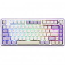 Teclado Mecânico Gamer Epomaker x Aula F75 Purple, Wireless/Bluetooth, RGB, Switch Reaper, ANSI, 75%, Branco e Roxo