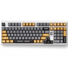 Teclado Mecânico Gamer MCHOSE X Unbox Therapy UT98, Wireless, Bluetooth, RGB, Switch Silent Peach V3, ANSI, 98%, Retro Therapy, Branco e Cinza, HW-UT98-4