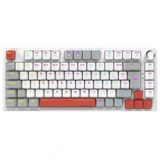 Teclado Mecânico Gamer PCYes Arkeum White Ghost, Rainbow, Switch Blue, 75%, ABNT2, Branco, Cinza e Laranja, AKWG75BBR