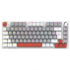Teclado Mecânico Gamer PCYes Arkeum White Ghost, Rainbow, Switch Red, 75%, ABNT2, Branco, Cinza e Laranja, AKWG75RBR