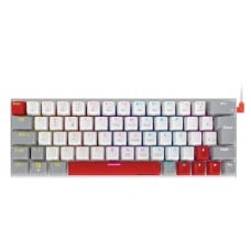 Teclado Mecânico Gamer PCYes Kuromori White Ghost, Rainbow, Switch Outemu Blue, 60%, ABNT2, Branco, Cinza e Vermelho, PTKMWG60BL