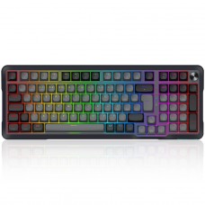 Teclado Mecânico Gamer Redragon Bragi Pro, RGB, Wireless/Bluetooth, Switch Cream, Gasket Mount, ABNT2, Preto e Cinza, K688GB-RGB-PTO PT