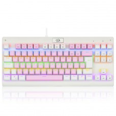 Teclado Mecânico Gamer Redragon Dark Avenger, Rainbow, Switch Brown, ABNT2, TKL, Branco e Rosa, K568PW-R (PT-BROWN)