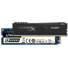 Kit Upgrade Kingston SSD A2000 500GB + Memória HyperX Fury 16GB 3200MHz