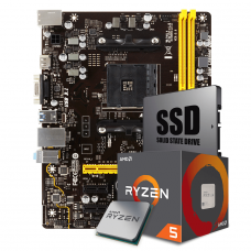 Kit Upgrade Placa Mãe Biostar A320MH DDR4 AMD AM4 + Processador AMD Ryzen 5 2400G 3.6GHz + SSD 120GB