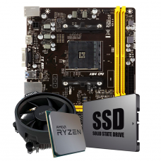Kit Upgrade Placa Mãe Biostar A320MH DDR4 AMD AM4 + Processador AMD 5 3500 4.1GHz + SSD 240GB
