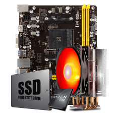 Kit Upgrade Placa Mãe Biostar A320MH DDR4 AMD AM4 + Processador AMD Ryzen 3 PRO 3200GE 3.3GHz + Cooler + SSD 240GB