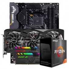 Kit Upgrade ASRock Radeon RX 6700 XT Challenger Pro OC + AMD Ryzen 7 5800X + ASUS TUF Gaming X570-Plus + Memória DDR4 16GB (2x8GB) 3600MHz