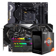 Kit Upgrade ASRock Radeon RX 6700 XT Challenger + AMD Ryzen 7 5800X + ASUS TUF Gaming X570-Plus + Memória DDR4 16GB (2x8GB)