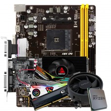 Kit Upgrade Biostar GeForce GT 710 + AMD Ryzen 5 3500 + Biostar A320MH + Memória DDR4 16GB (2x8GB) 3000Mhz
