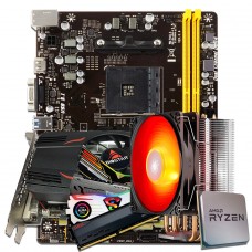 Kit Upgrade Biostar Radeon Rx 550 2GB + Ryzen 3 3300x + Biostar A320MH + Memória DDR4 16GB (2x8GB) 3000MHz + Cooler de Brinde